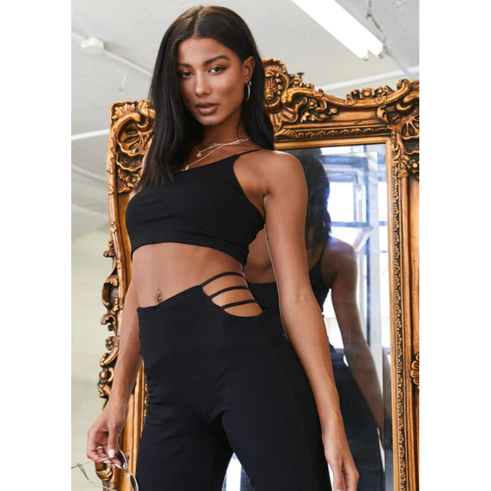 Princess Polly Ariarne Side Cut Out Pants Black - Size 4